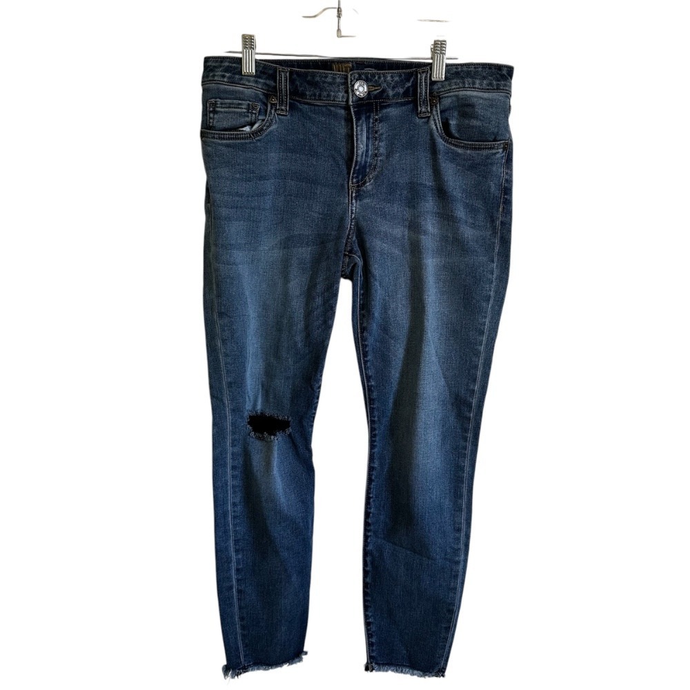 KUT from the Kloth Skinny‎ Ankle Jeans Distressed Denim Blue Size 10